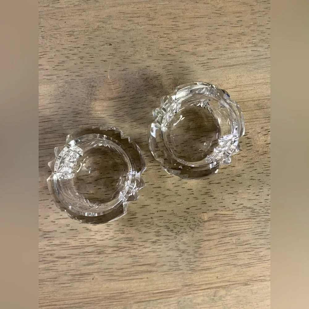 Vintage‎ Cut Glass/Crystal Sawtooth/Sunburst Zipper Round Salt Cellar Lot Of 2